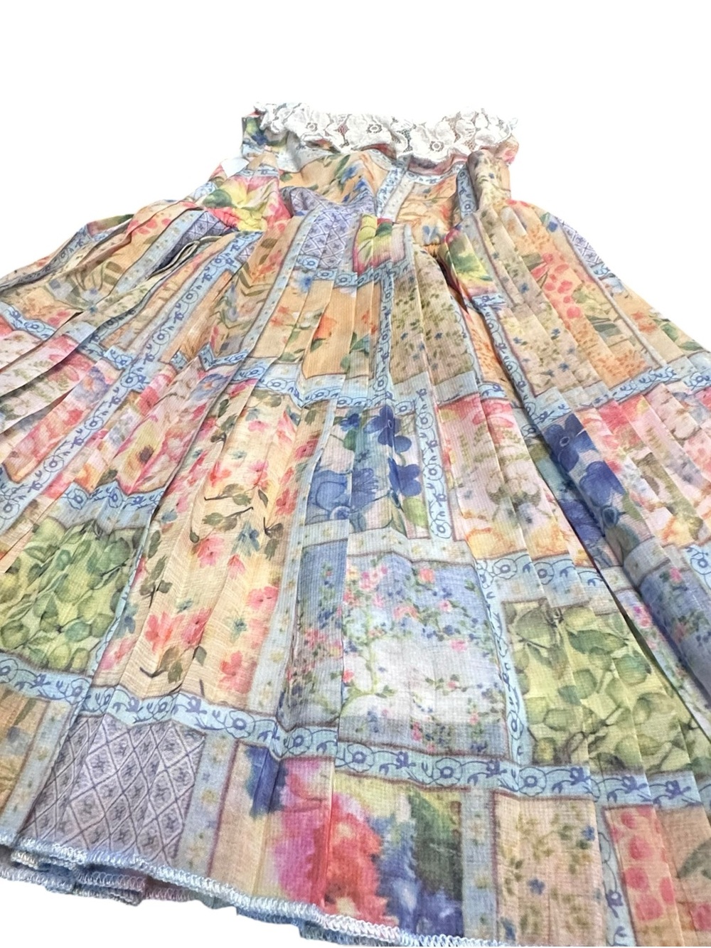 Blueberi Boulevard Girls 2T Patchwork Floral Lace Collar Dress
